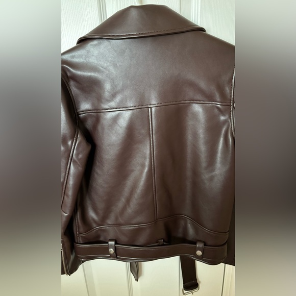 Aritzia Wilfred Lightning Faux Leather Jacket Rich Mocha Brown XXS *NWOT* - Picture 6 of 9